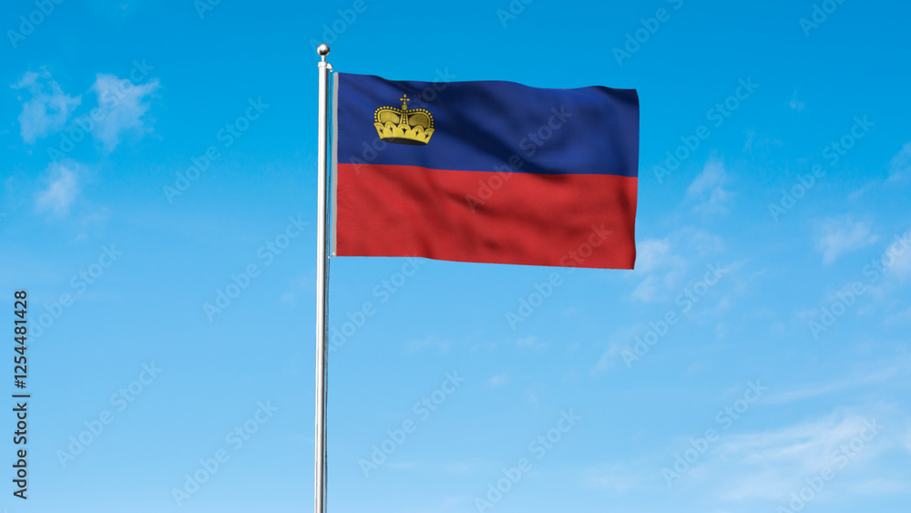 High detailed flag of Liechtenstein. National Liechtenstein flag. Europe. 3D illustration. High detailed flag of Liechtenstein. National Liechtenstein flag. Europe. 3D illustration.