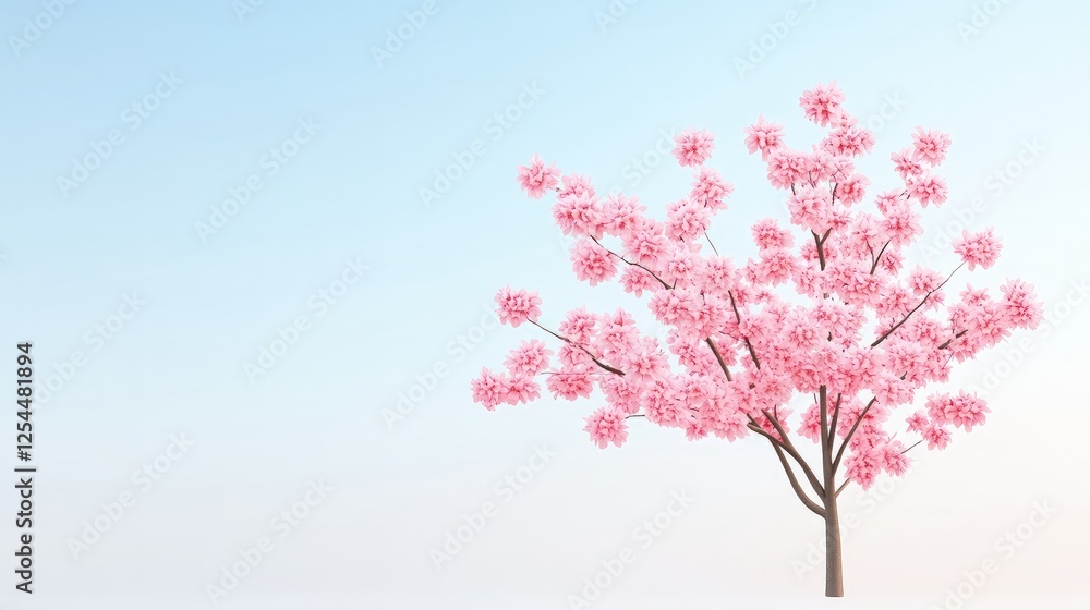 Beautiful cherry blossom tree in full bloom against a clear blue sky, serene and peaceful atmosphere Beautiful cherry blossom tree in full bloom against a clear blue sky, serene and peaceful atmosphere