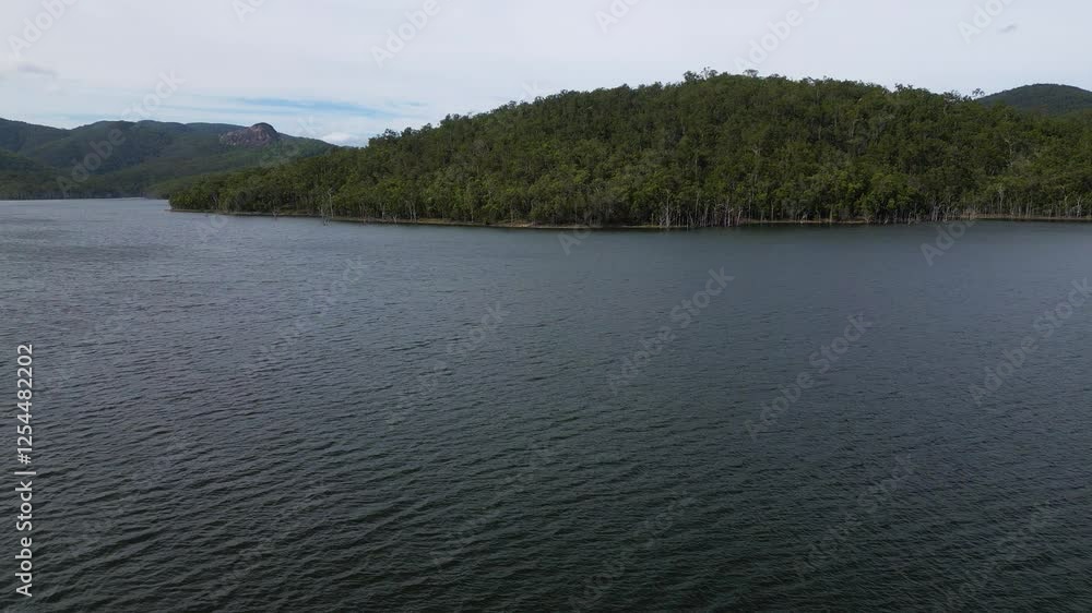 Right to left aerial views of Advancetown Lake near the Western Boat Ramp on the Gold Coast Hinterland. Right to left aerial views of Advancetown Lake near the Western Boat Ramp on the Gold Coast Hinterland.
