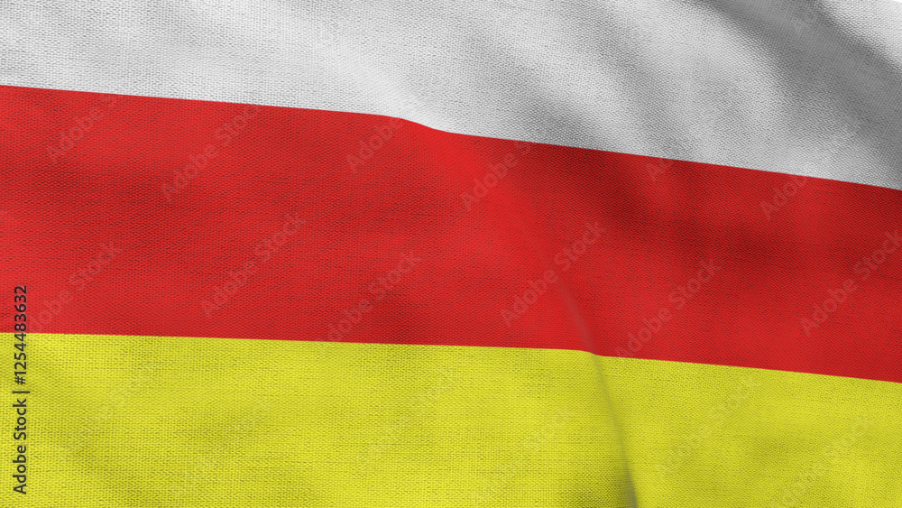 Naklejka premium High detailed flag of North Ossetia. National North Ossetia flag. 3D illustration.