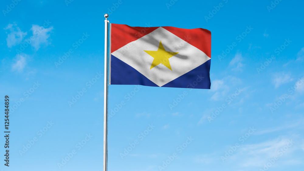Naklejka premium High detailed flag of Saba. National Saba flag. America. 3D illustration.