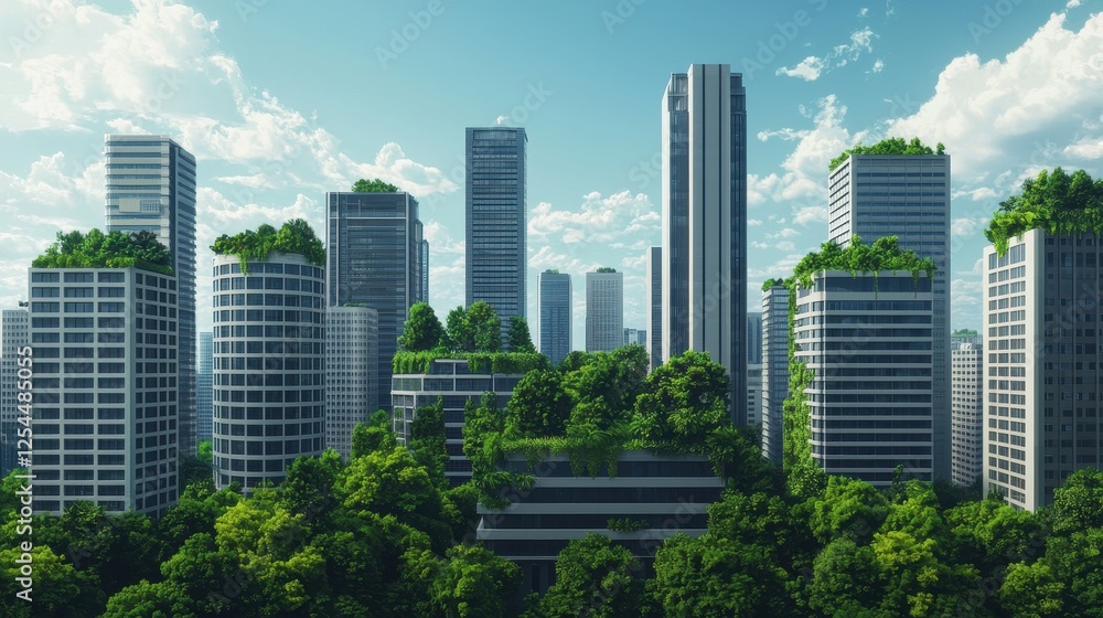 Urban Rooftop Gardens and Green Buildings in Modern City Landscape Urban Rooftop Gardens and Green Buildings in Modern City Landscape