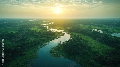 Wallpaper Mural Aerial Sunrise River Amazon Rainforest Torontodigital.ca