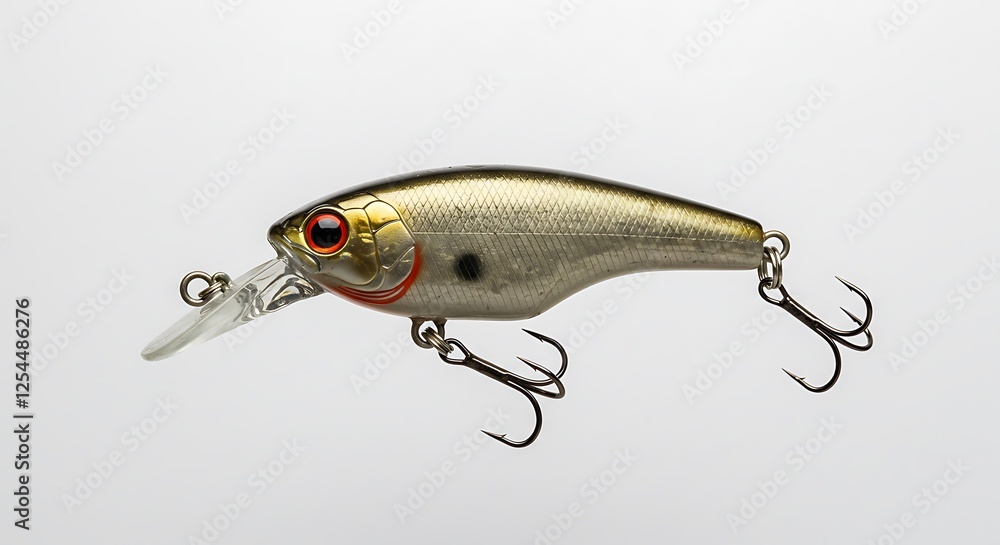 Fishing Lure Crankbait with Treble Hooks Isolated on White Background Fishing Lure Crankbait with Treble Hooks Isolated on White Background