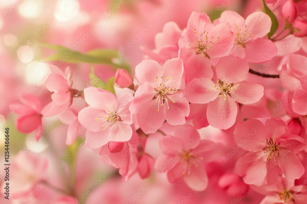 Close-up aesthetic photo of blooming pink cherry blossoms in spring garden Close-up aesthetic photo of blooming pink cherry blossoms in spring garden