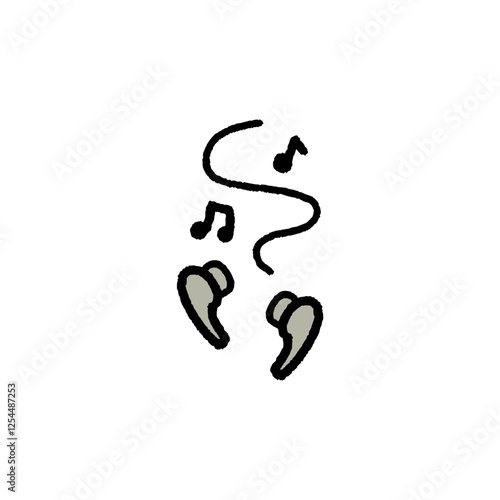 手書き風のシンプルなワイヤレスイアホンのイラスト