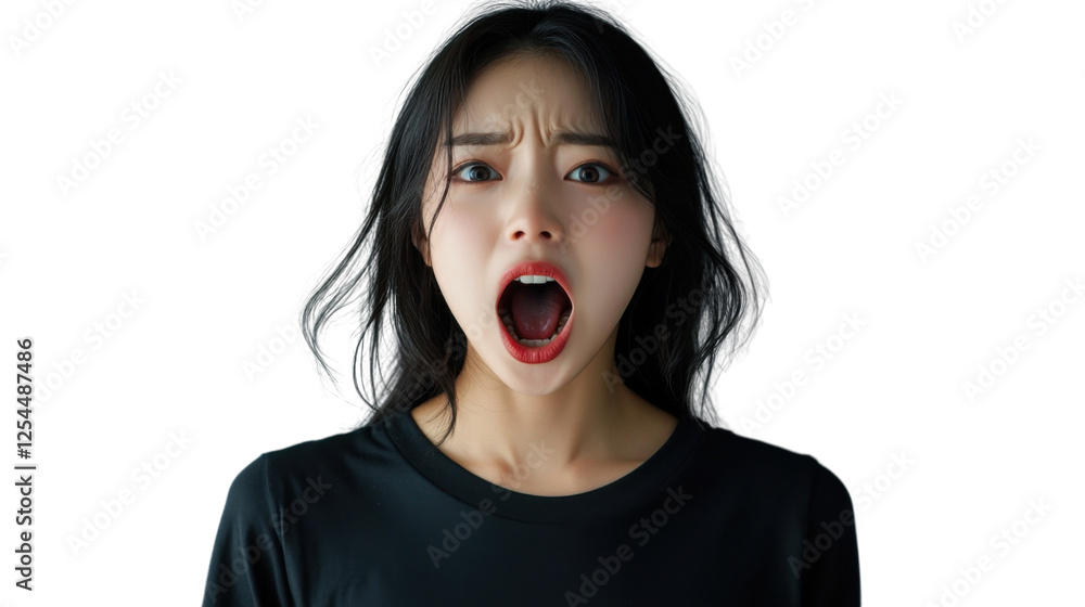Portrait of a surprised young woman shouting with a transparent background Portrait of a surprised young woman shouting with a transparent background