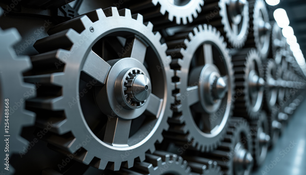 Close-Up of Interlocking Industrial Gears Close-Up of Interlocking Industrial Gears