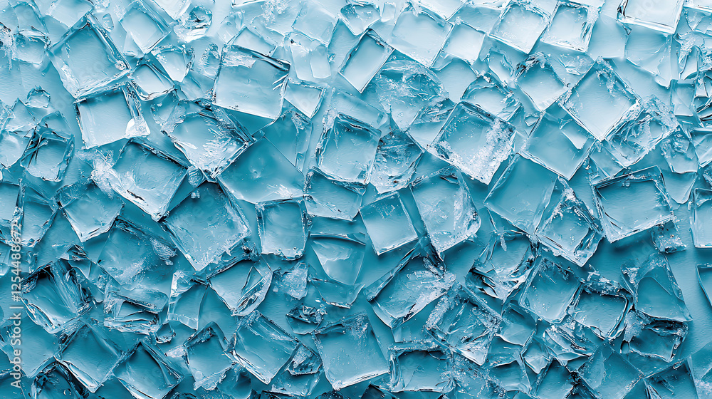 Fototapeta premium Close up of transparent ice cubes with noticeable textures and reflections, creating cool and refreshing visual. Perfect for beverage or cooling concepts
