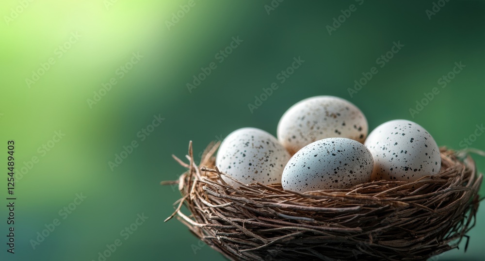 A serene image of speckled eggs nestled in a natural nest, symbolizing new life and nature's beauty. A serene image of speckled eggs nestled in a natural nest, symbolizing new life and nature's beauty.