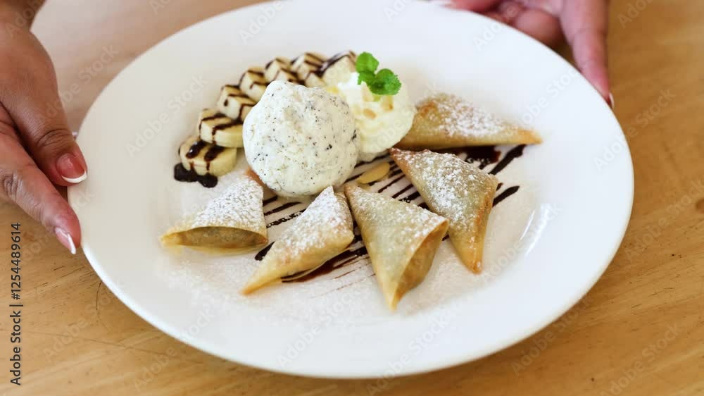Banana Samosa Dessert at Floating Market Banana Samosa Dessert at Floating Market