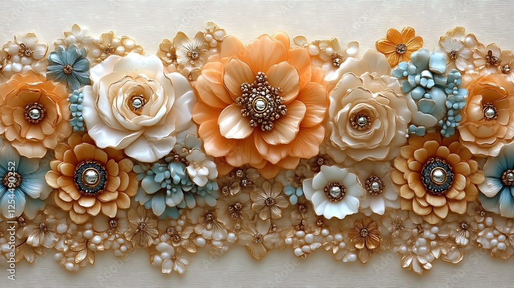 Fototapeta premium Elegant Embellished Floral Arrangement In Pastel Hues