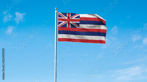 High detailed flag of Hawaii. Hawaii state flag, National Hawaii flag. Flag of state Hawaii. USA. America. 3D Illustration
