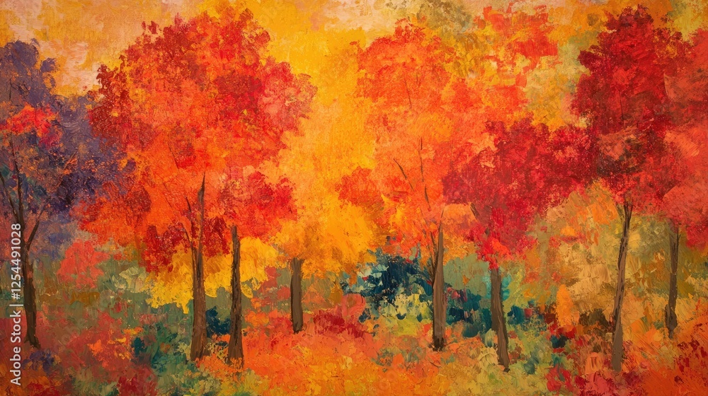 Vibrant fall foliage with trees in full color Vibrant fall foliage with trees in full color
