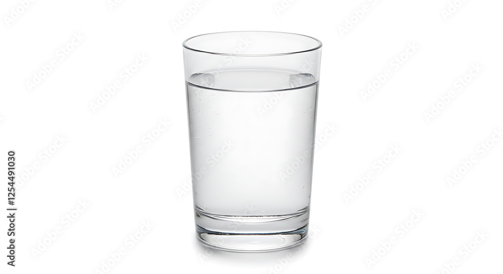 Glass of Fresh Water Close-up on a White Background for Hydration Glass of Fresh Water Close-up on a White Background for Hydration