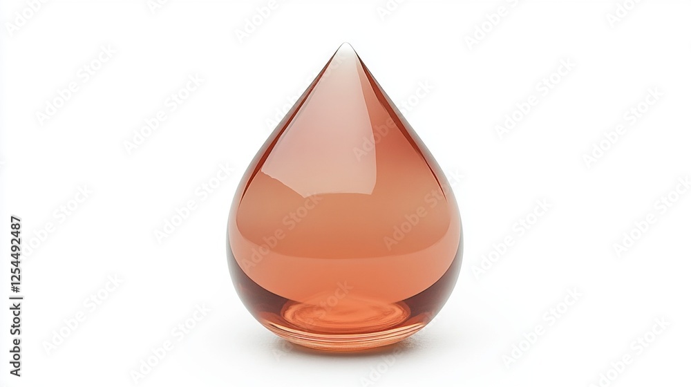 Elegant Translucent Orange Glass Drop-Shaped Object Isolated on a White Background Elegant Translucent Orange Glass Drop-Shaped Object Isolated on a White Background