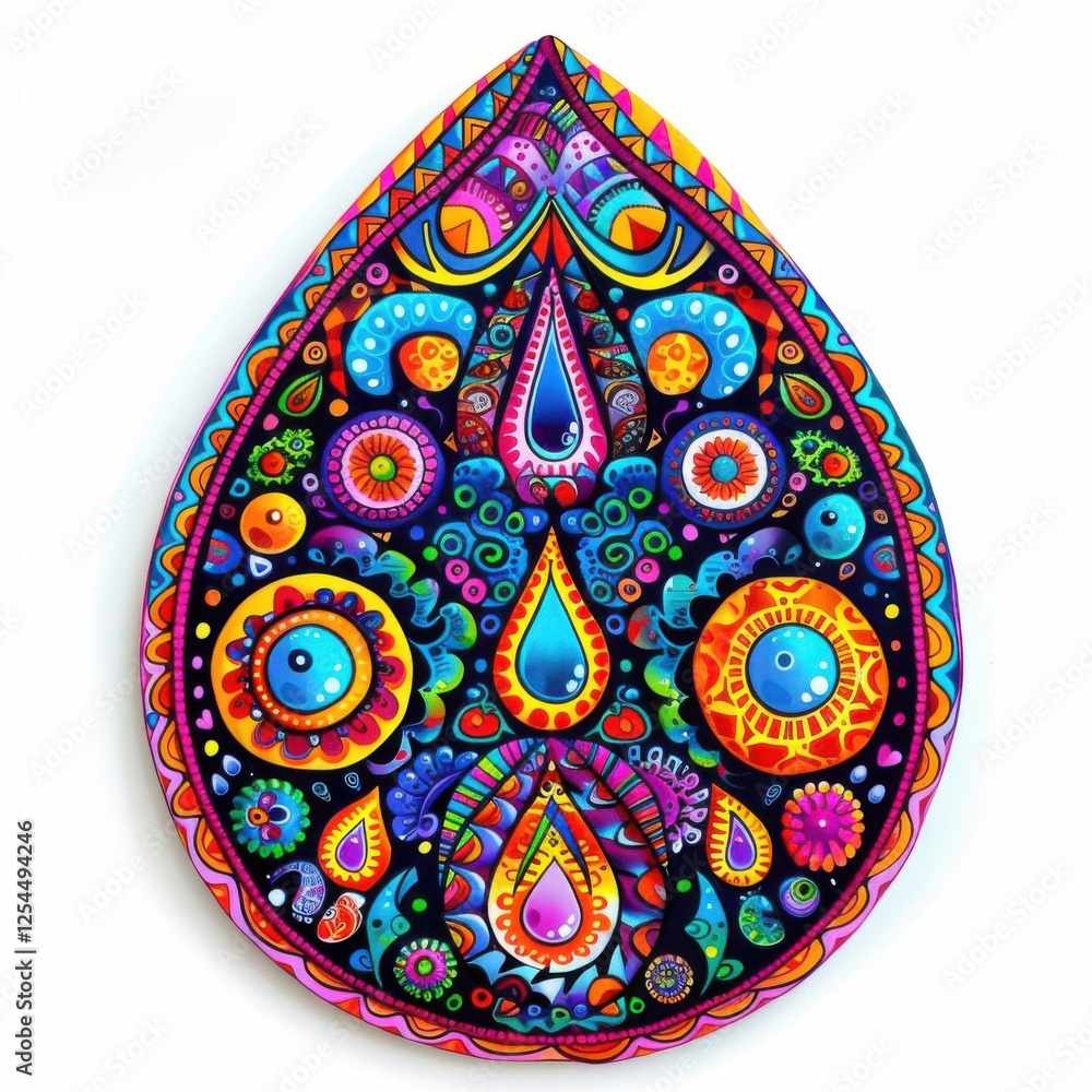 Vibrant and Colorful Mandala Art in Teardrop Shape with Patterns Vibrant and Colorful Mandala Art in Teardrop Shape with Patterns