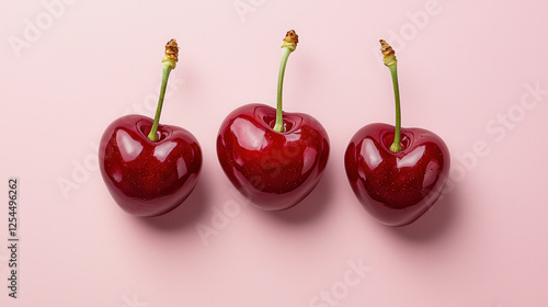 Wallpaper Mural Fresh dark red cherries arranged on pink background, showcasing their glossy texture and heart like shape, perfect for adding touch of sweetness to any design Torontodigital.ca