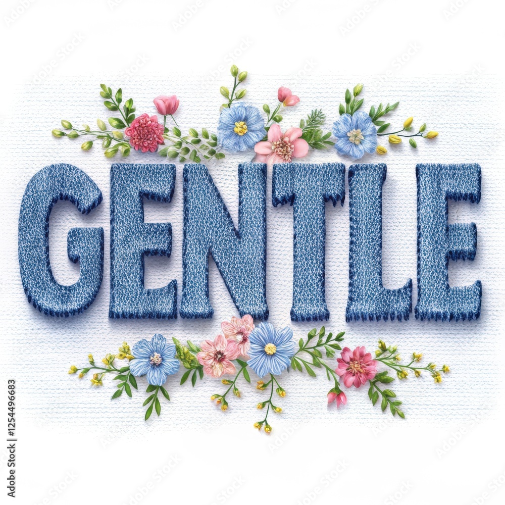 Fototapeta premium Embroidered Gentle: A charming and delicate word 