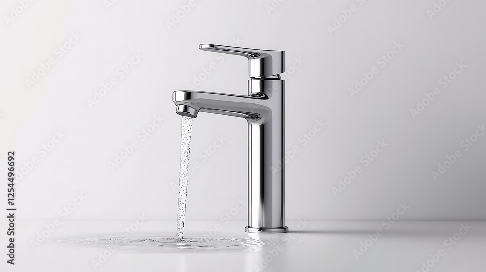 sleek chrome faucet with flowing water, perfect for modern bathrooms. This high quality fixture adds elegance and functionality to any sink area sleek chrome faucet with flowing water, perfect for modern bathrooms. This high quality fixture adds elegance and functionality to any sink area