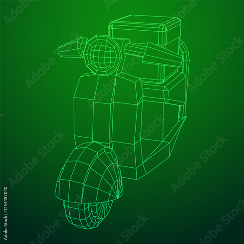 Delivery scooter for lifestyle design courier. Business express delivery concept. Wireframe low poly mesh vector illustration