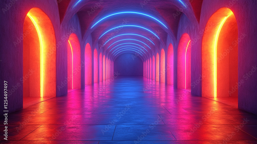 A vibrant, futuristic hallway with glowing neon lines, symbolizing chaos and energy, evoking a sense of motion and technology in a modern, abstract gaming-inspired space A vibrant, futuristic hallway with glowing neon lines, symbolizing chaos and energy, evoking a sense of motion and technology in a modern, abstract gaming-inspired space