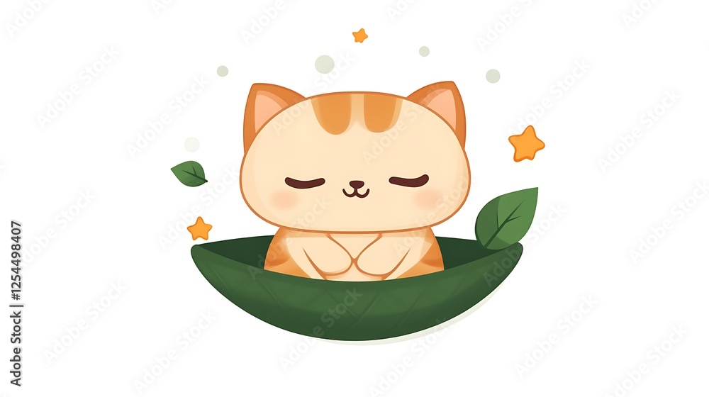 Adorable Orange Kitten Nestled Inside Green Leaf Adorable Orange Kitten Nestled Inside Green Leaf