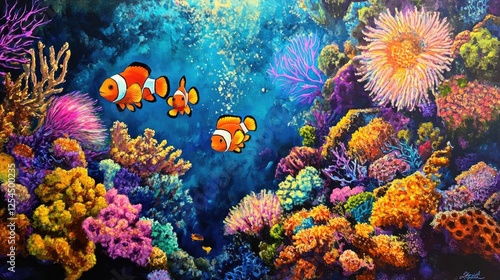 Wallpaper Mural Vibrant Underwater Scene with Colorful Coral and Tropical Fish Torontodigital.ca