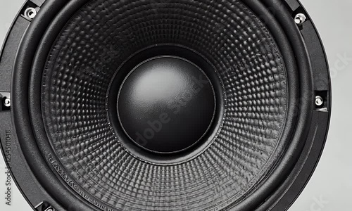 Close-up speaker cone, sound system detail, studio equipment