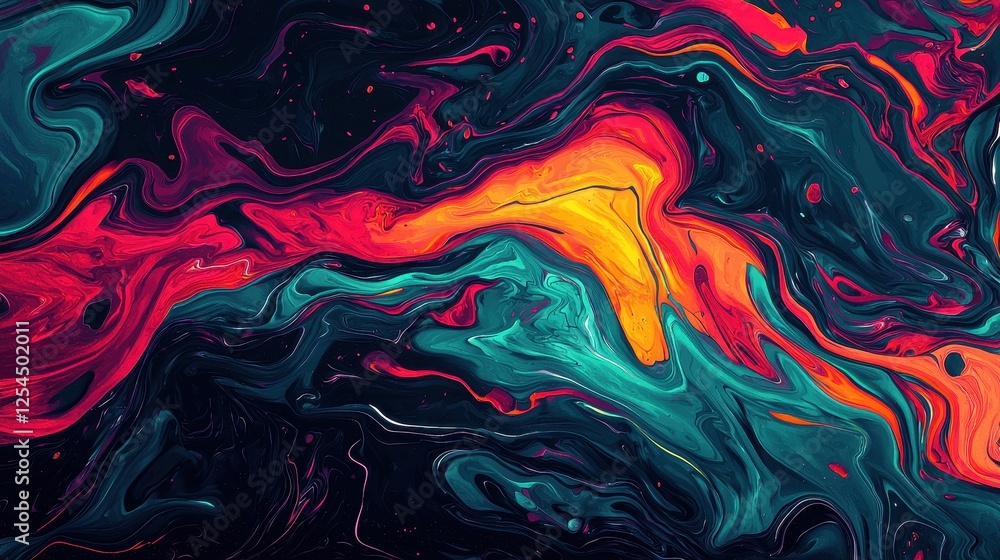 Vibrant Abstract Swirls of Colorful Paint in Dark Background Vibrant Abstract Swirls of Colorful Paint in Dark Background