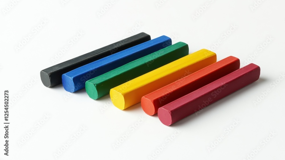 Vibrant Wax Pastels and Crayons Set on White Background for Art and Education Vibrant Wax Pastels and Crayons Set on White Background for Art and Education