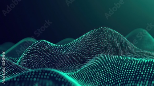Wallpaper Mural Abstract Teal Digital Landscape: A mesmerizing visualization of data points forming undulating waves, evoking a sense of serene technological advancement. Torontodigital.ca