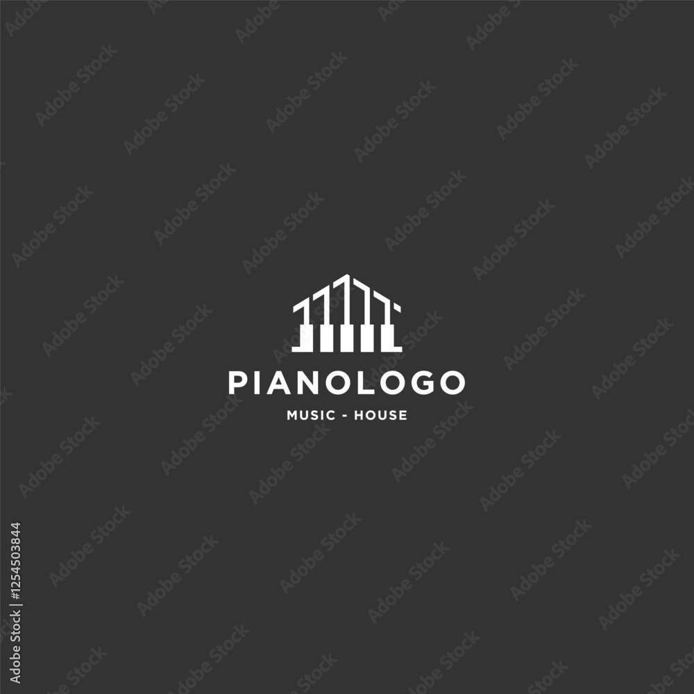 Fototapeta premium Piano house logo icon design template flat vector