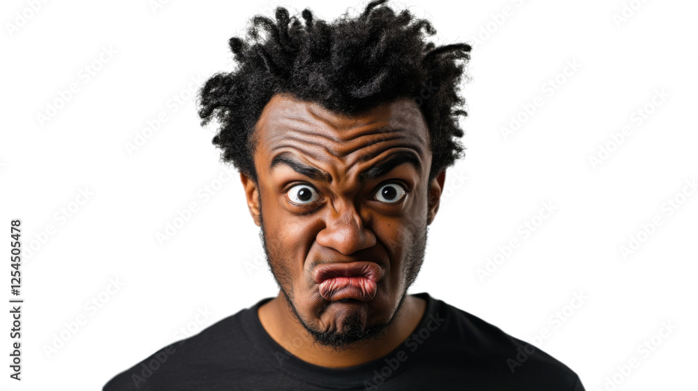 Young man making funny face with transparent background Young man making funny face with transparent background