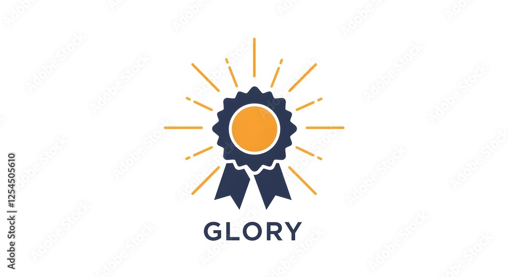 Fototapeta premium Achievement Award Logo Design with Ribbon and Light Rays Icon