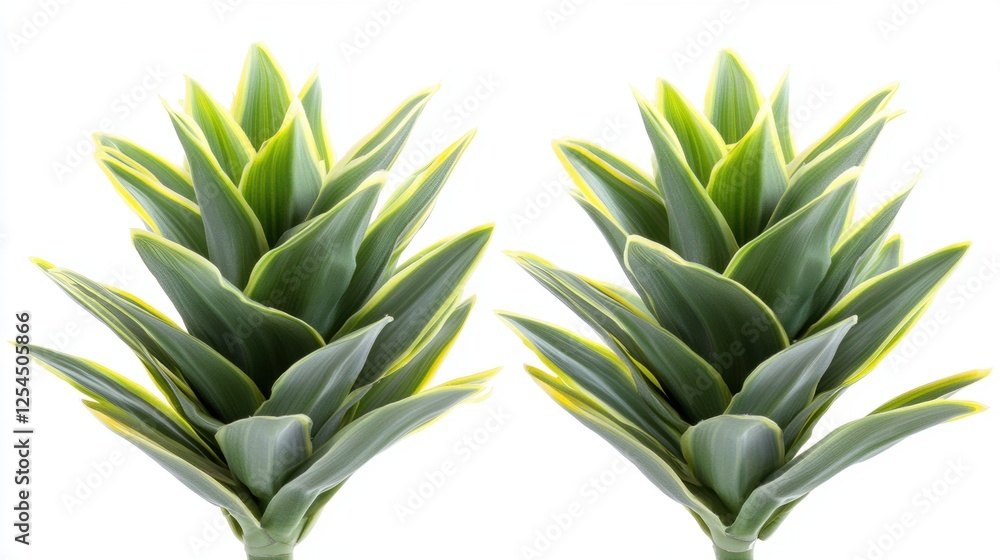 Pair of Vibrant Green Succulent Plants with Distinctive Leaf Patterns and Lush Texture Pair of Vibrant Green Succulent Plants with Distinctive Leaf Patterns and Lush Texture