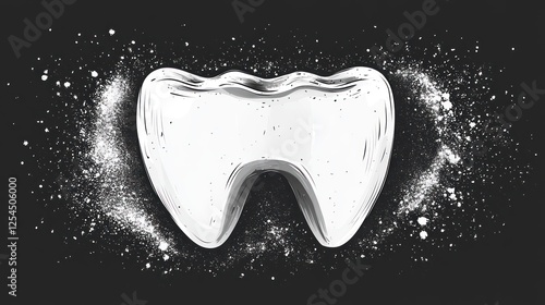 White tooth with whitening powder.
