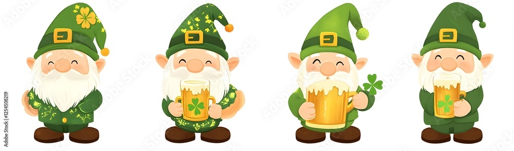 Naklejka premium St. Patrick’s Day Gnomes illustration cut out transparent isolated on white background