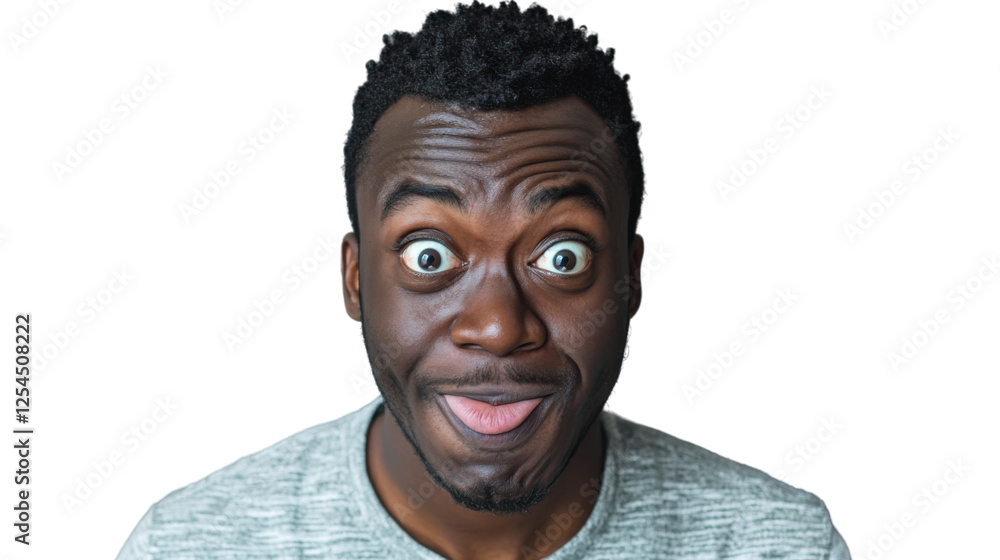 Young man making funny face with transparent background Young man making funny face with transparent background