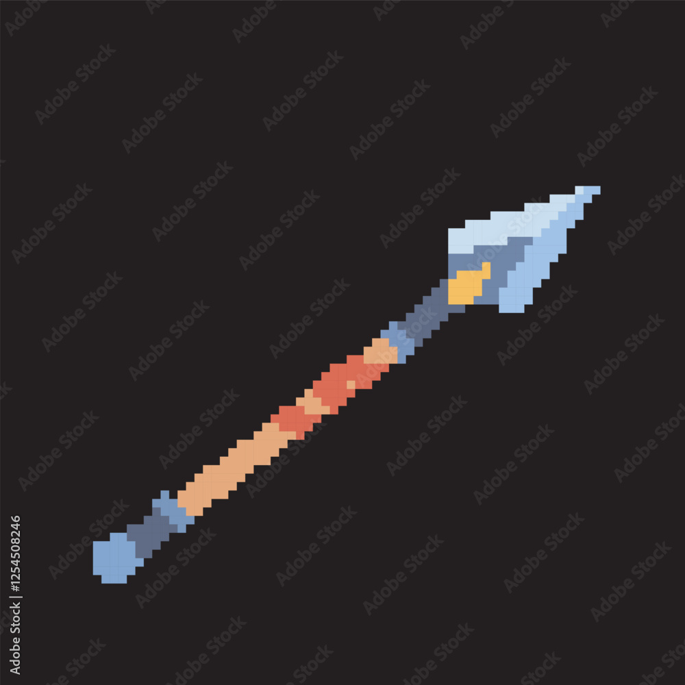 Fototapeta premium spear pixel art, vector illustration on isolated background. 