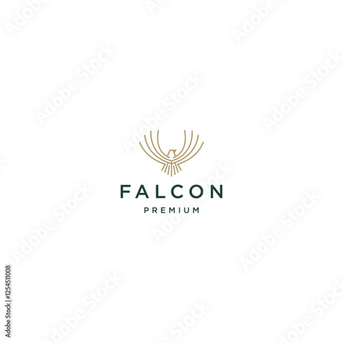 Falcon bird with line art style logo design template flat vector photo