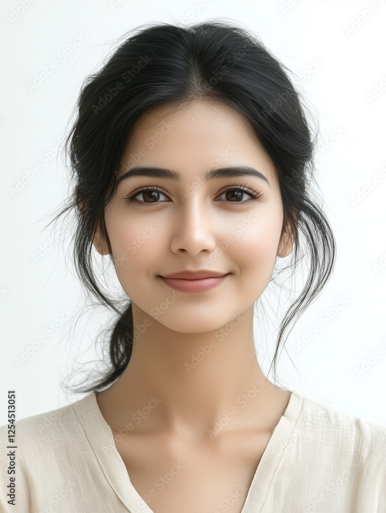 Portrait of beautiful pakistani woman smiling with natural makeup Portrait of beautiful pakistani woman smiling with natural makeup
