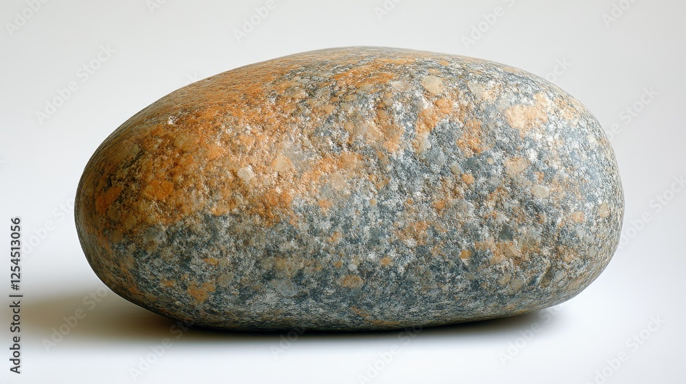 Smooth grey-orange river rock on white background, nature texture Smooth grey-orange river rock on white background, nature texture