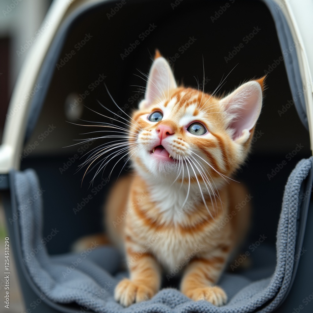 A close-up view of a cat in a carrier, showcasing its curious expression and cozy interior, emphasizing comfort and safety during travel. A close-up view of a cat in a carrier, showcasing its curious expression and cozy interior, emphasizing comfort and safety during travel.