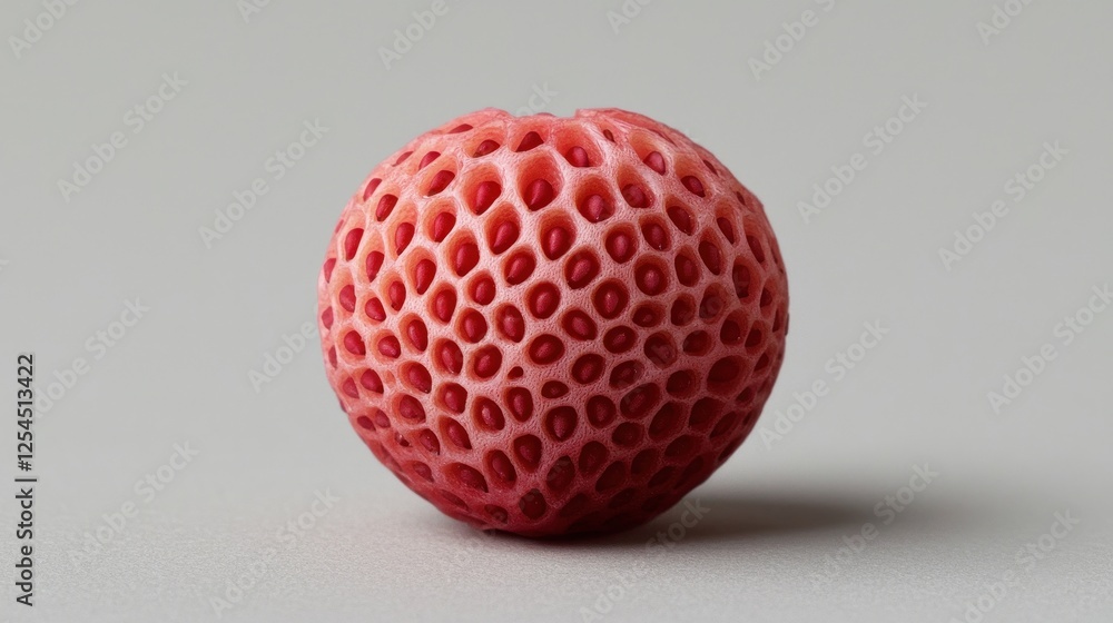 Close-Up View of a Unique Textured Red Fruit on a Neutral Background Close-Up View of a Unique Textured Red Fruit on a Neutral Background