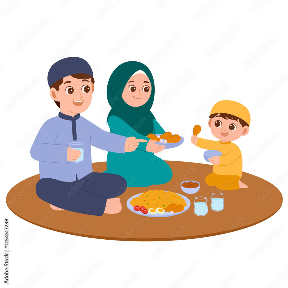 Family Iftar Ramadhan Illustration Family Iftar Ramadhan Illustration