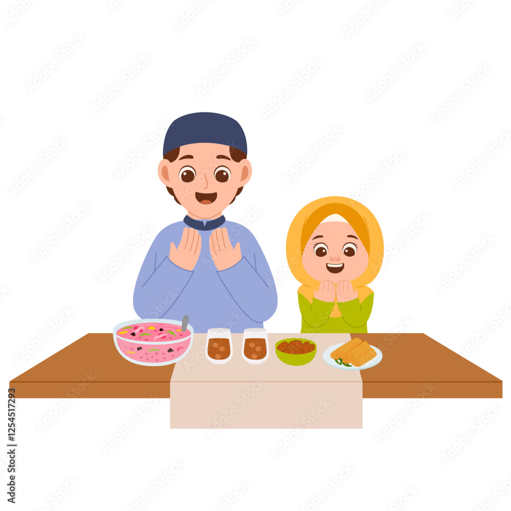 Family Iftar Ramadhan Illustration Family Iftar Ramadhan Illustration