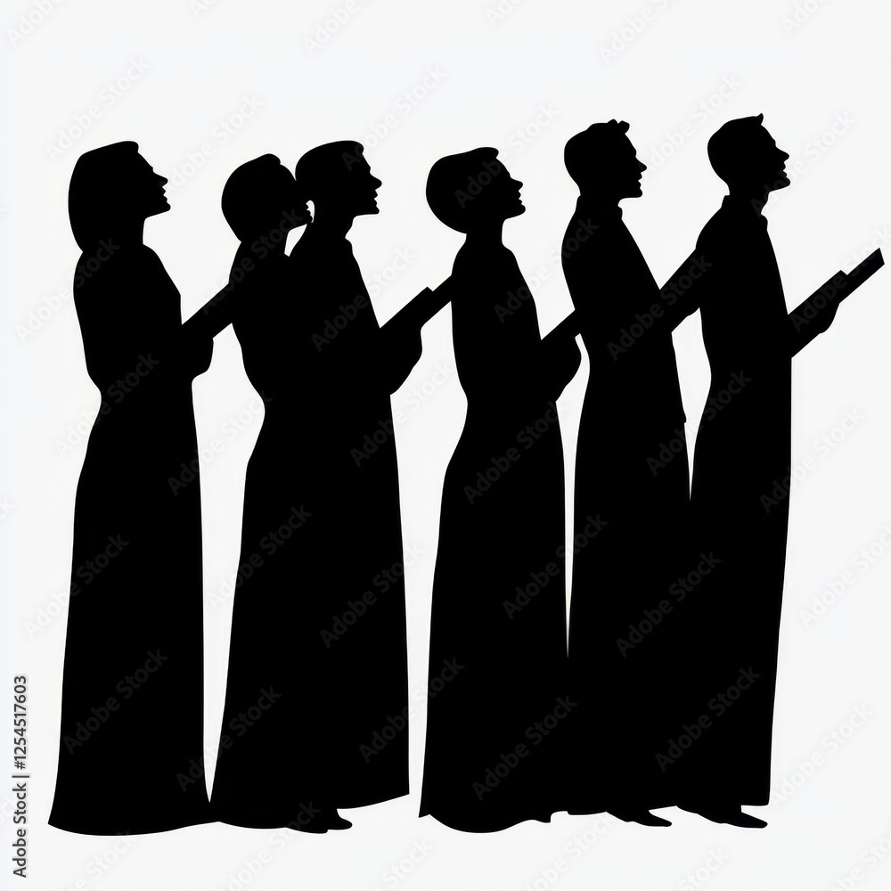 Silhouette of Diverse People Standing in a Row with Different Poses and Expressions on a Plain Background Silhouette of Diverse People Standing in a Row with Different Poses and Expressions on a Plain Background