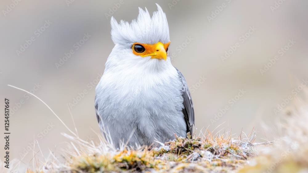 White Bird Perched on Grassy Mountainside White Bird Perched on Grassy Mountainside