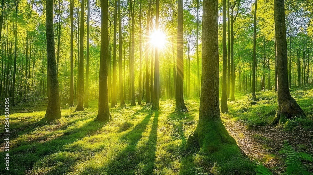 Sunlit forest path, spring, nature, sunlight, moss, background, peace, serenity, travel, wallpaper Sunlit forest path, spring, nature, sunlight, moss, background, peace, serenity, travel, wallpaper